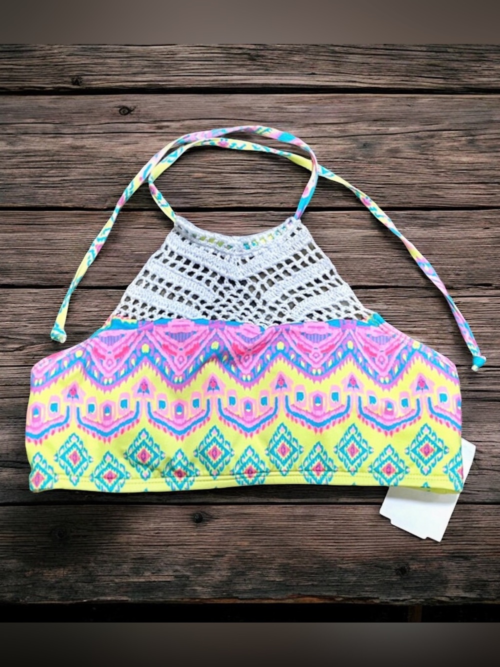 New girls 12 crochet halter top style bikini swim top
